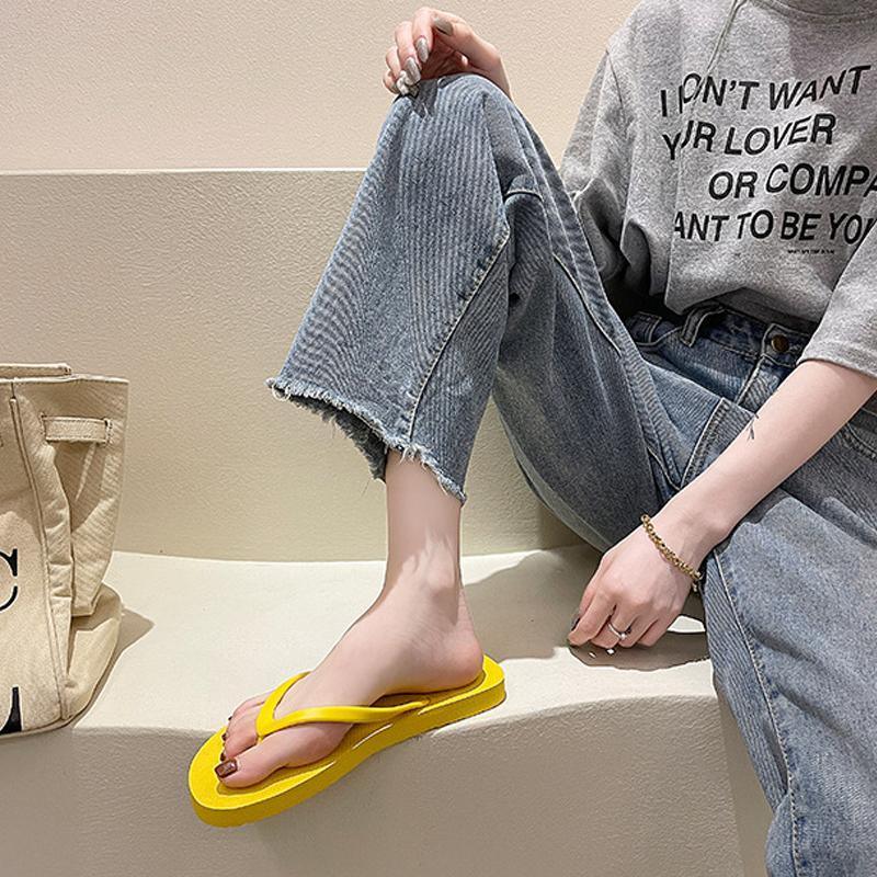 Slippers For Women Casual Fashion Bohemian Beach Shoes Flip Flops Flat Shoes - Yellow