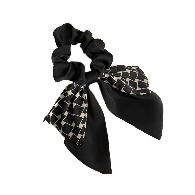 Women Elegant Scrunchies for Hair Ribbon Ties Bow Scrunchies Ponytail Scrunchie - Beige