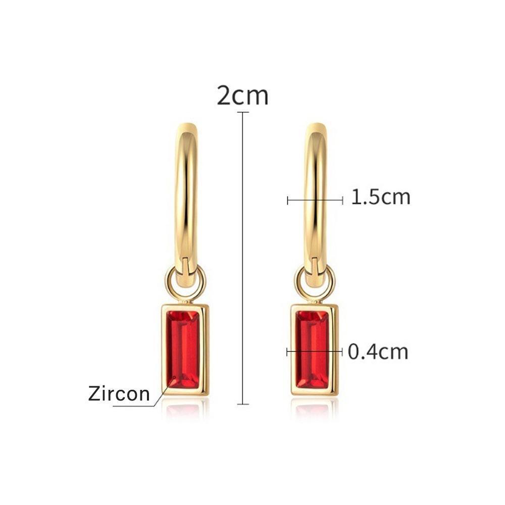 Fashion Gold Zircon Earrings Stud Drop Dangle Wedding Best Gift For Women - Square-Green