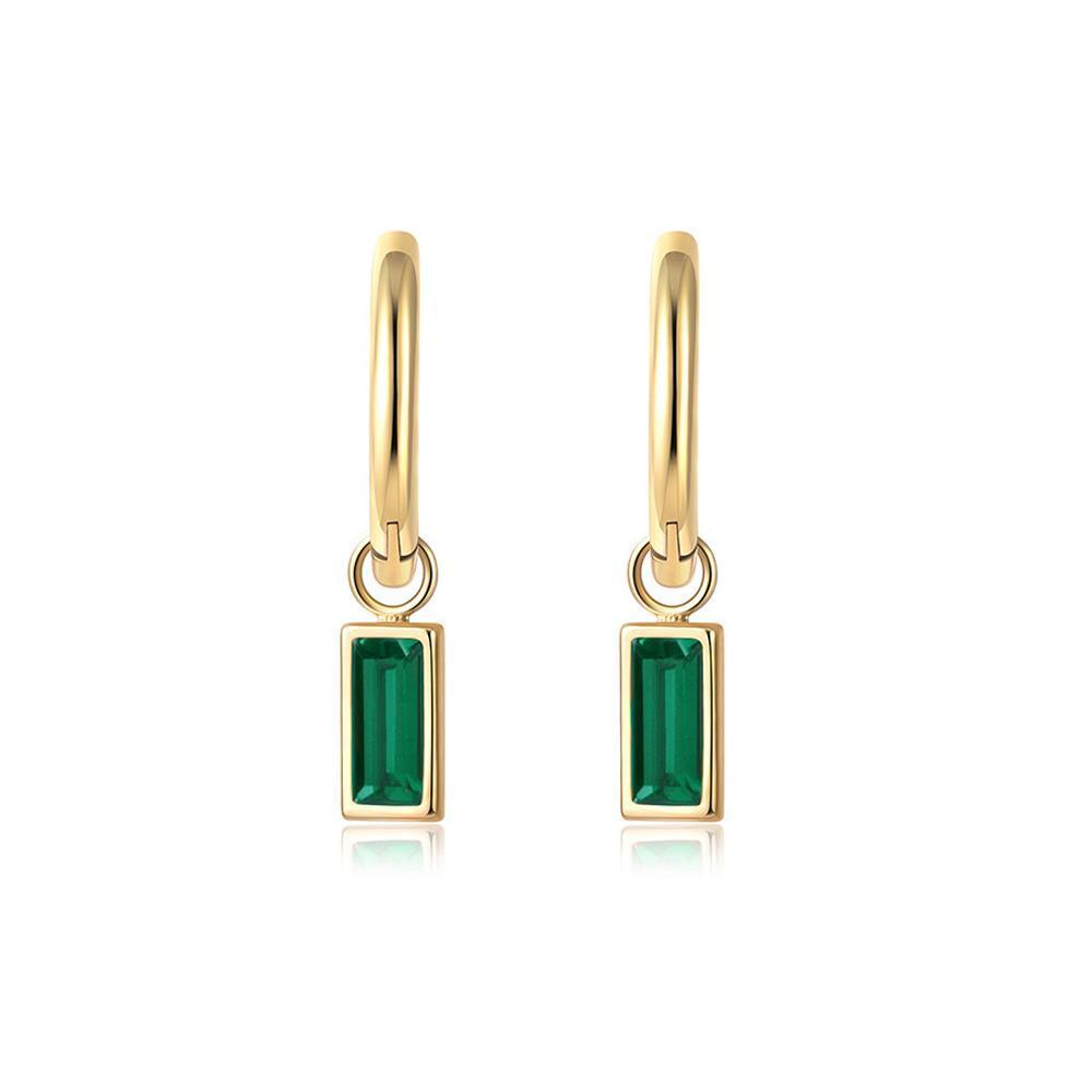 Fashion Gold Zircon Earrings Stud Drop Dangle Wedding Best Gift For Women - Square-Green