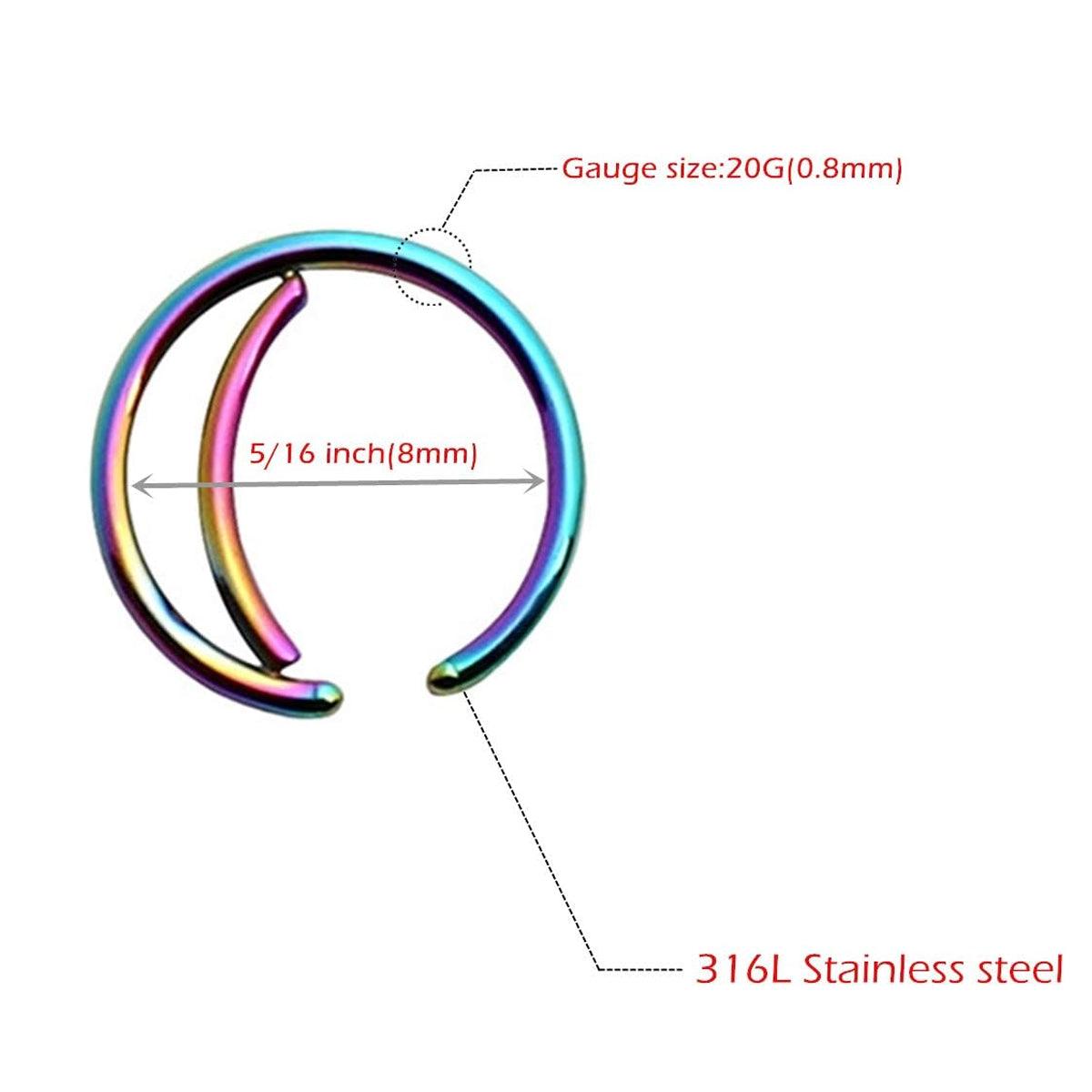 Fashion Stainless Steel Nose Ring Small Nose Staple Jewellery Piercing Accessory - Colourful