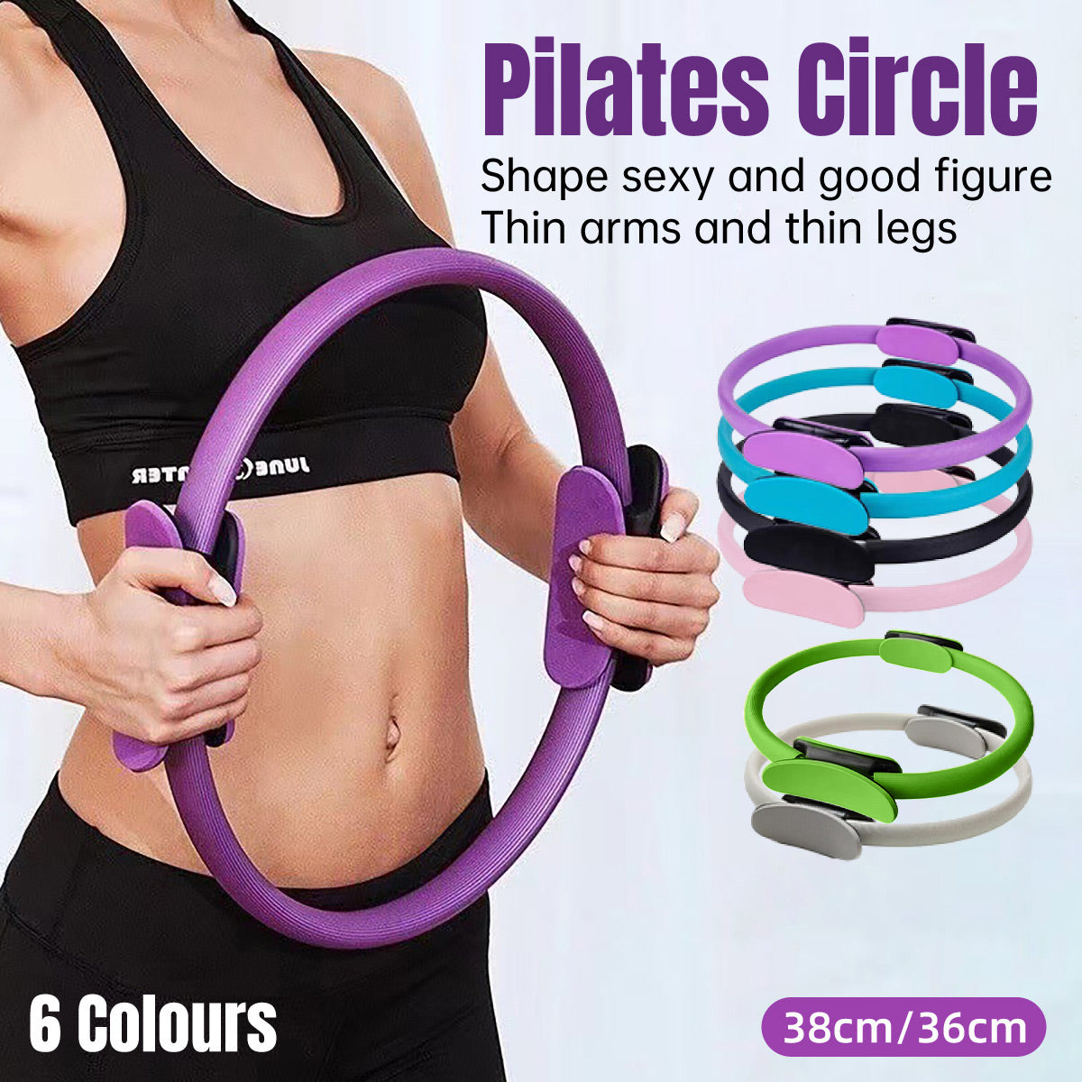 6 Colours Pilates Yoga Ring Magic Circle Fitness Equipment for Toning Slim Legs - Grey