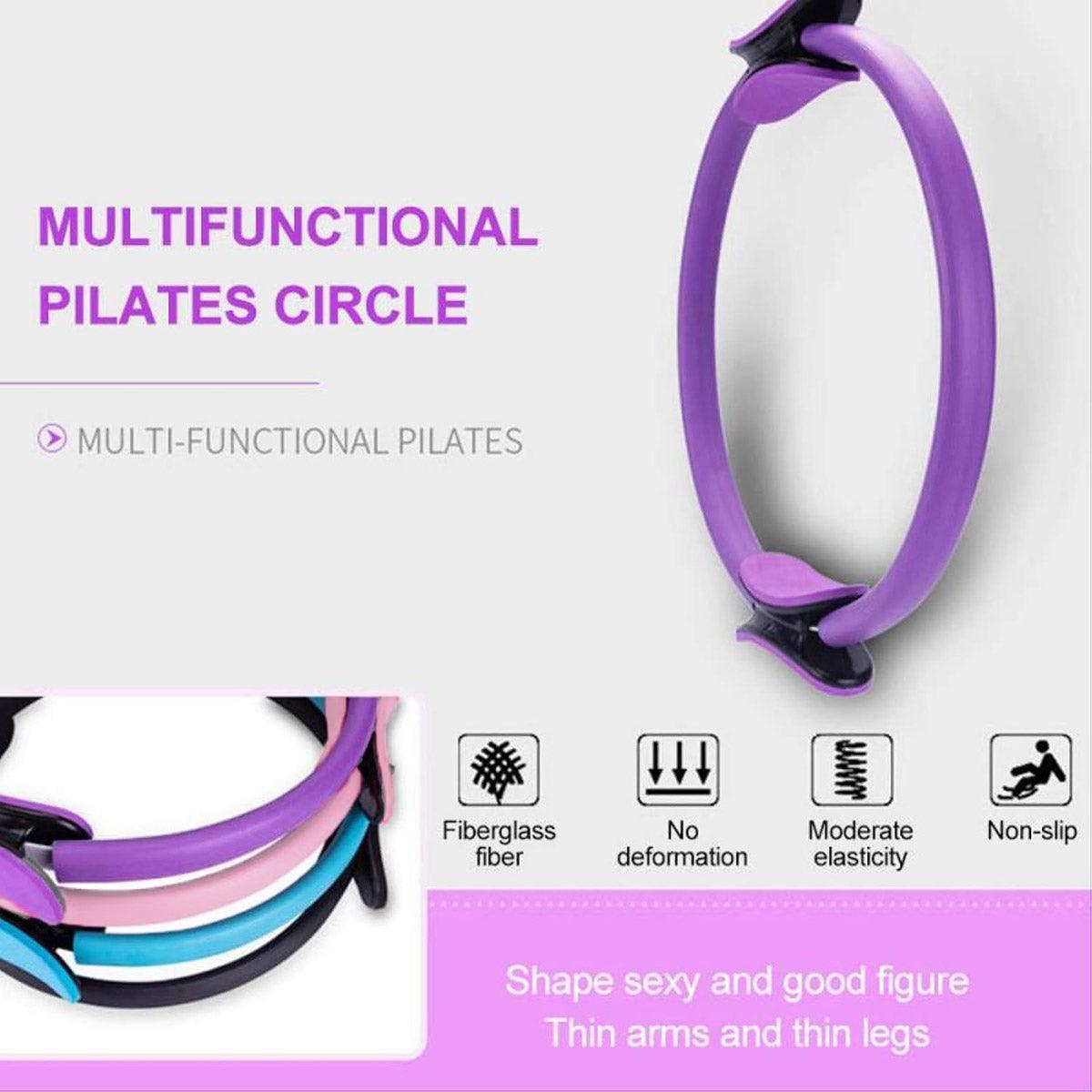 6 Colours Pilates Yoga Ring Magic Circle Fitness Equipment for Toning Slim Legs - Pink