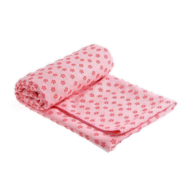 Non Slip Yoga Towel Mat Microfiber Fitness Gym Exercise Blanket with Carry Bag - Light Purple