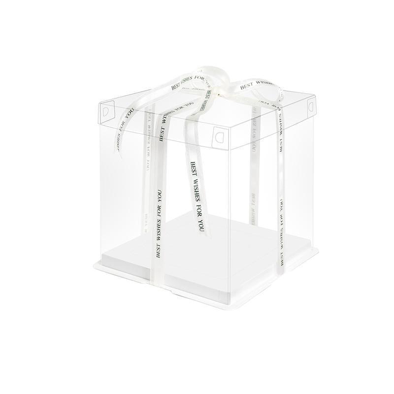 20 PCS Clear Treat Box Box Portable Cake Display Transparent Birthday Cake - 6 INCH(without ribbon)-Single