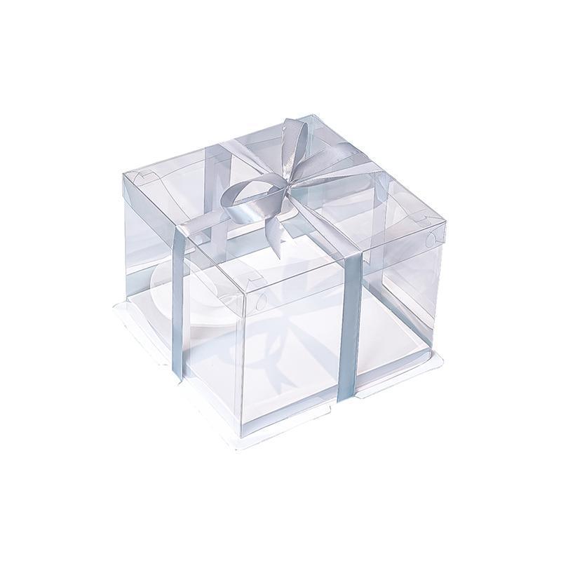 20 PCS Clear Treat Box Box Portable Cake Display Transparent Birthday Cake - 8 INCH(without ribbon)-Single