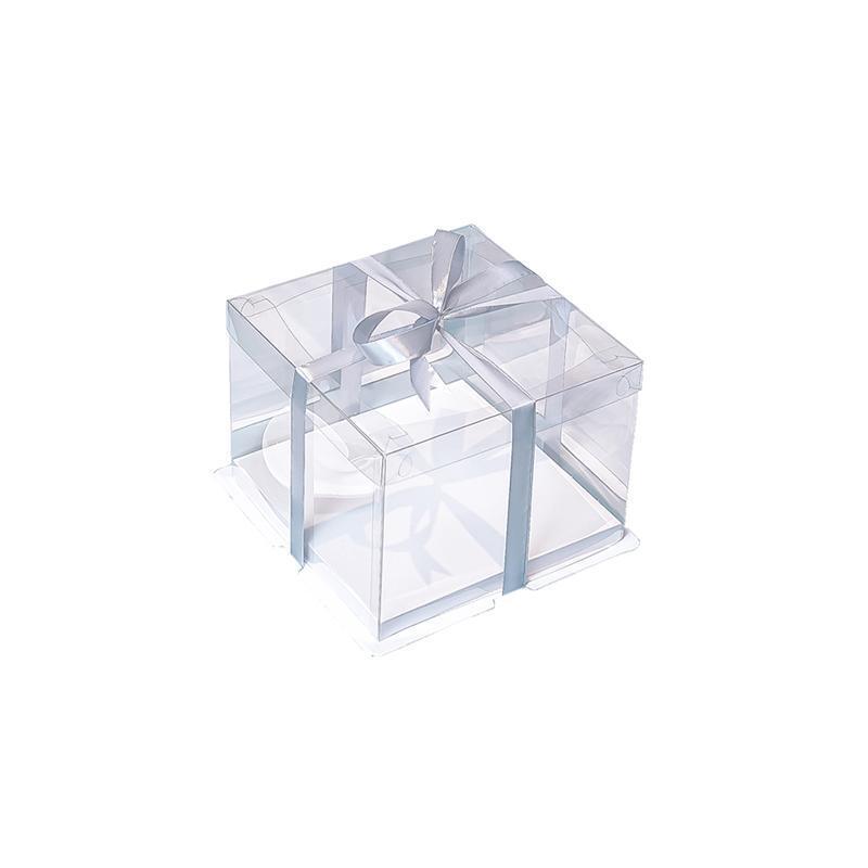 20 PCS Clear Treat Box Box Portable Cake Display Transparent Birthday Cake - 6 INCH(without ribbon)-Double