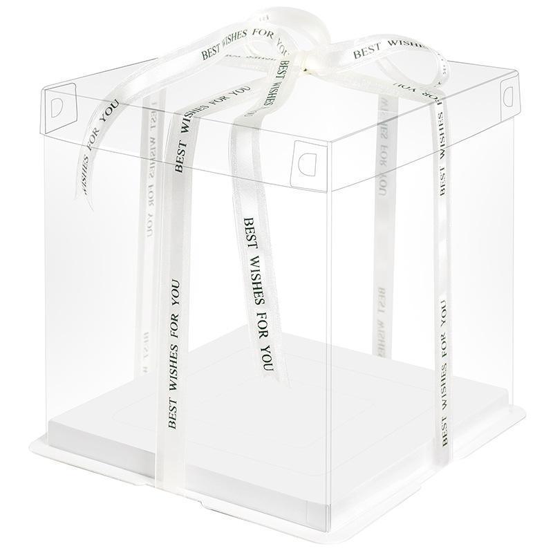 20 PCS Clear Treat Box Box Portable Cake Display Transparent Birthday Cake - 6 INCH(without ribbon)-Double
