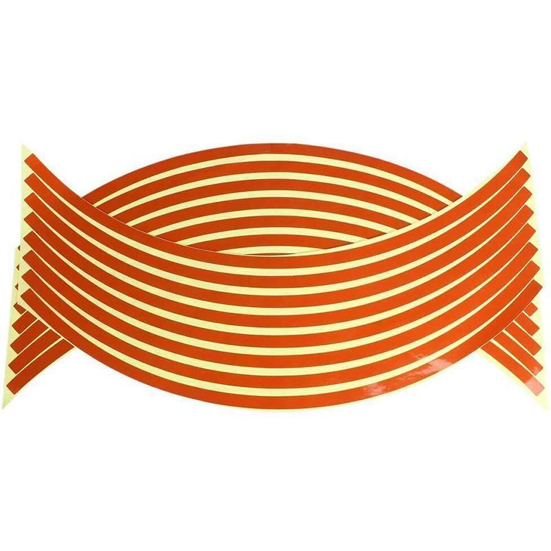 18inch Reflective Rim Tape Wheel Stripe Decal Trim Sticker For Car Motorcycle - Reflective Orange