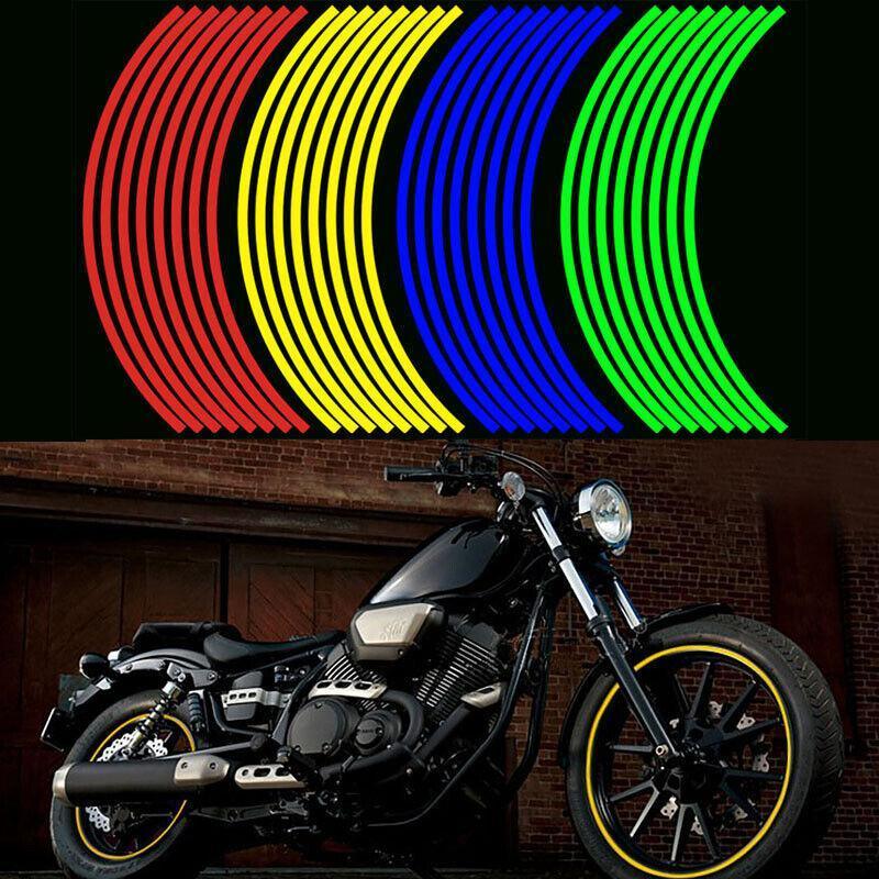 18inch Reflective Rim Tape Wheel Stripe Decal Trim Sticker For Car Motorcycle - Break-Reflective Blue