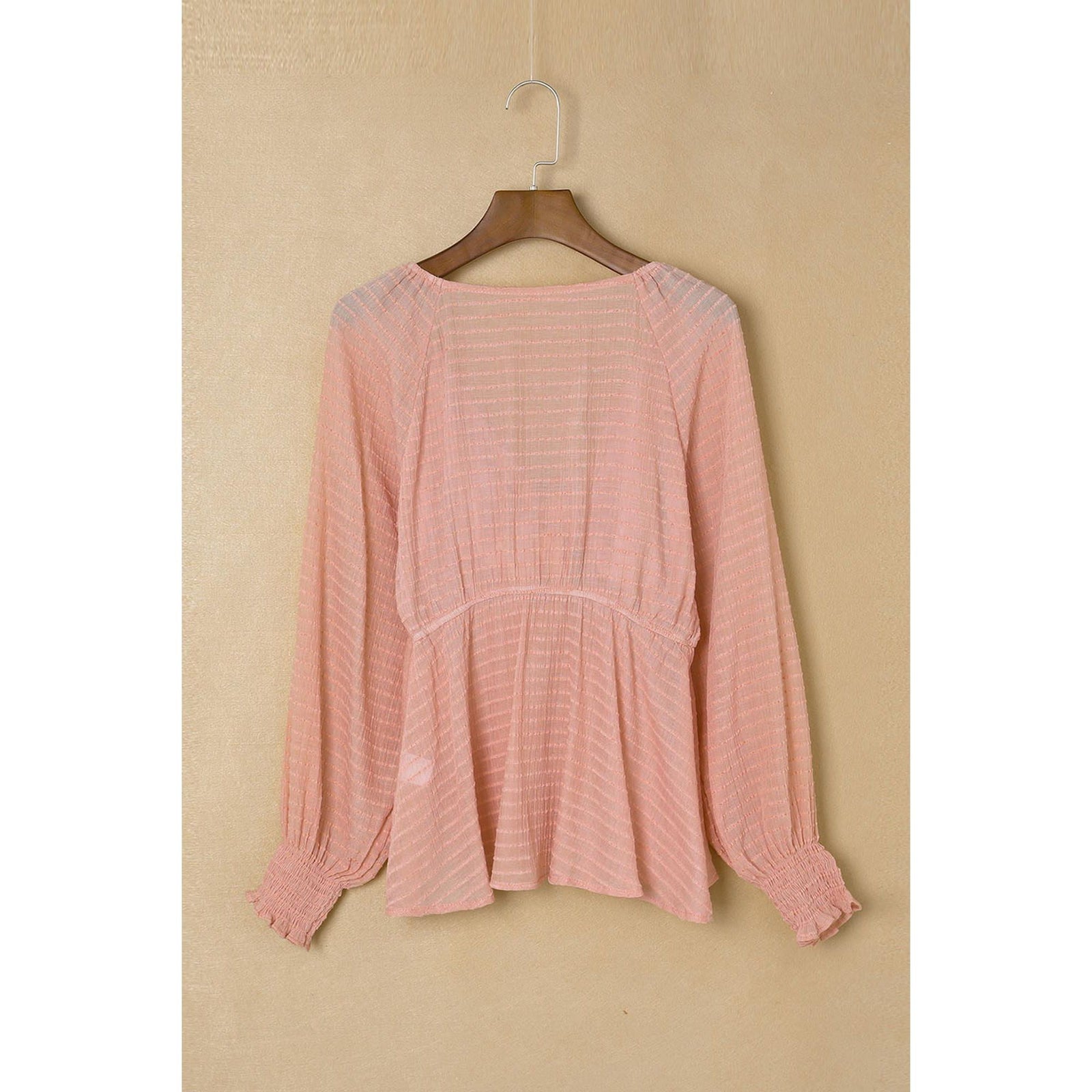 Azura Exchange Textured Tie Front Peplum Blouse - 2XL