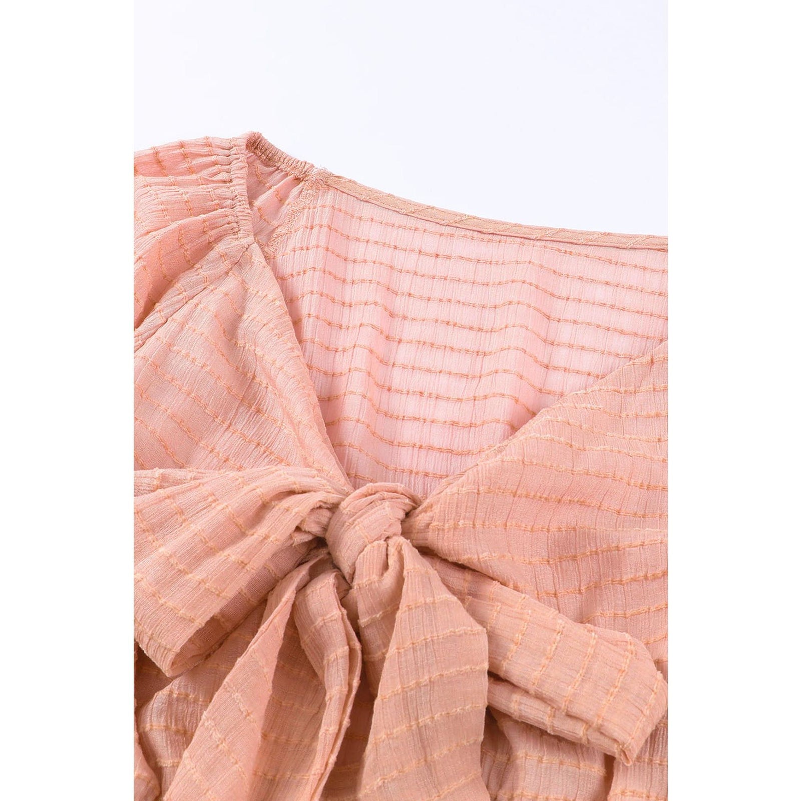 Azura Exchange Textured Tie Front Peplum Blouse - 2XL