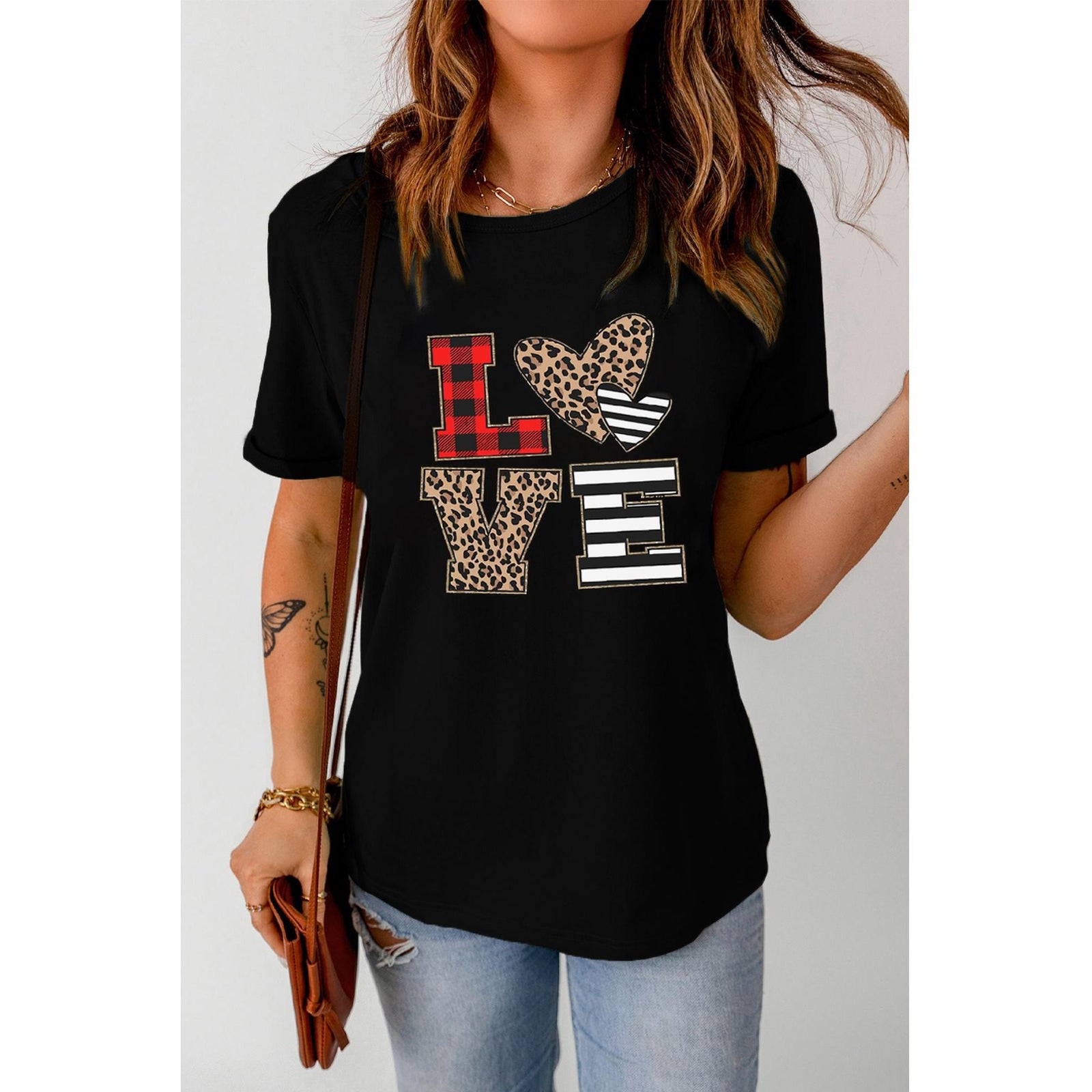 Azura Exchange Heart Print Graphic T-Shirt - XL