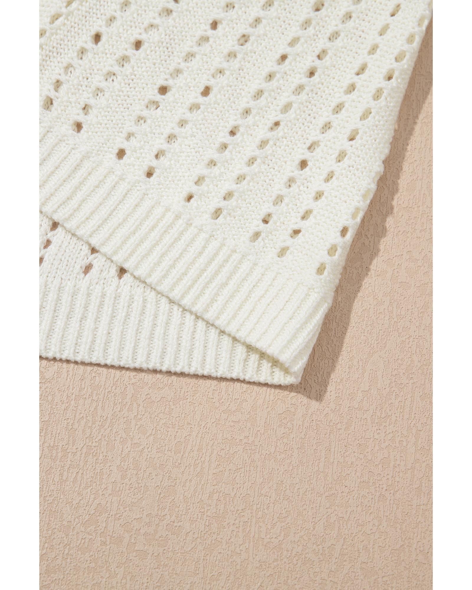 White Eyelet Crochet Sleeveless V Neck Beach Dress - XL