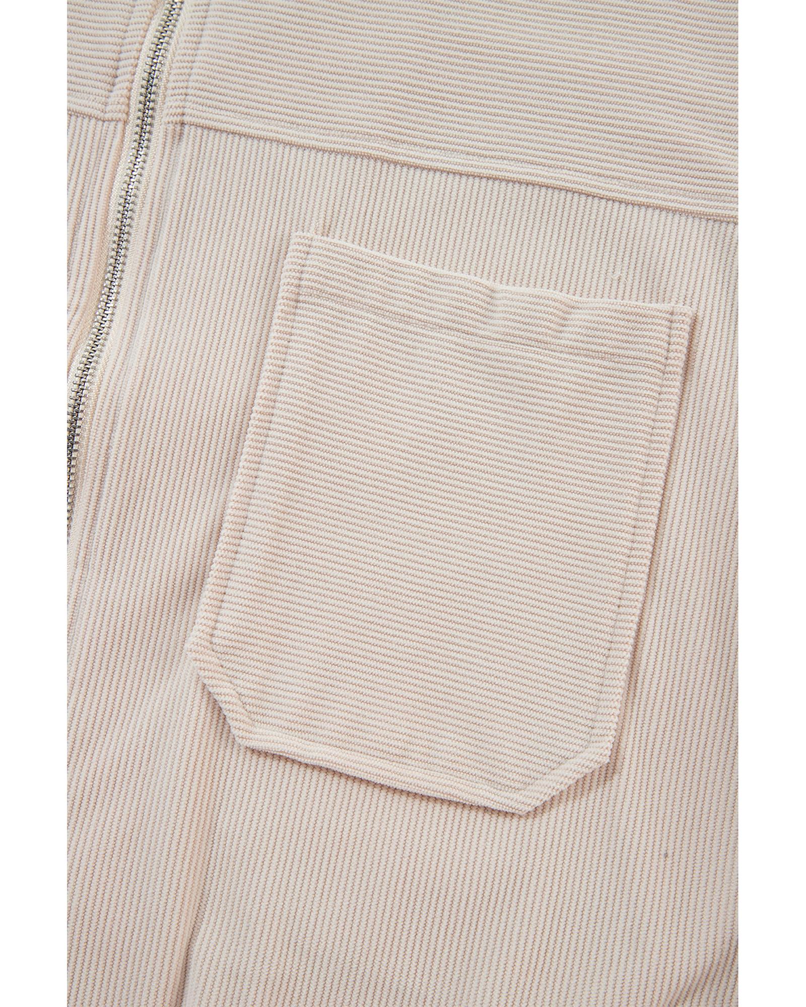 White Corduroy Drawstring Hooded Pocket Zip Up Jacket - XL