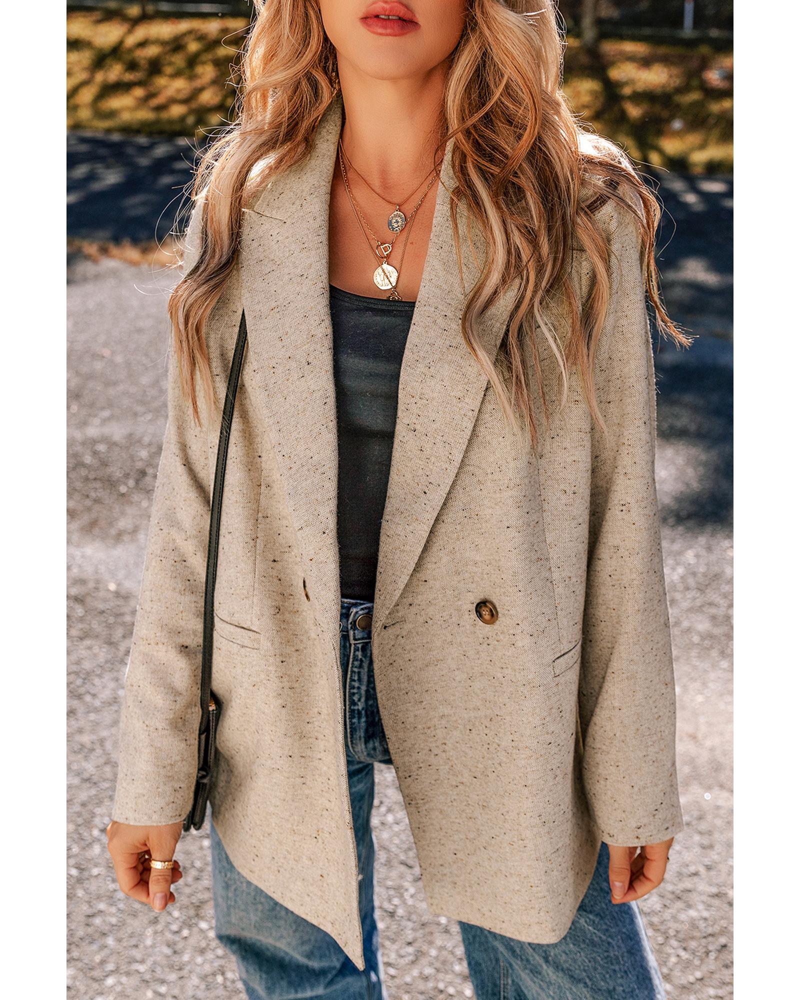 Oatmeal Single Breasted Elegant Suit Jacket - XL