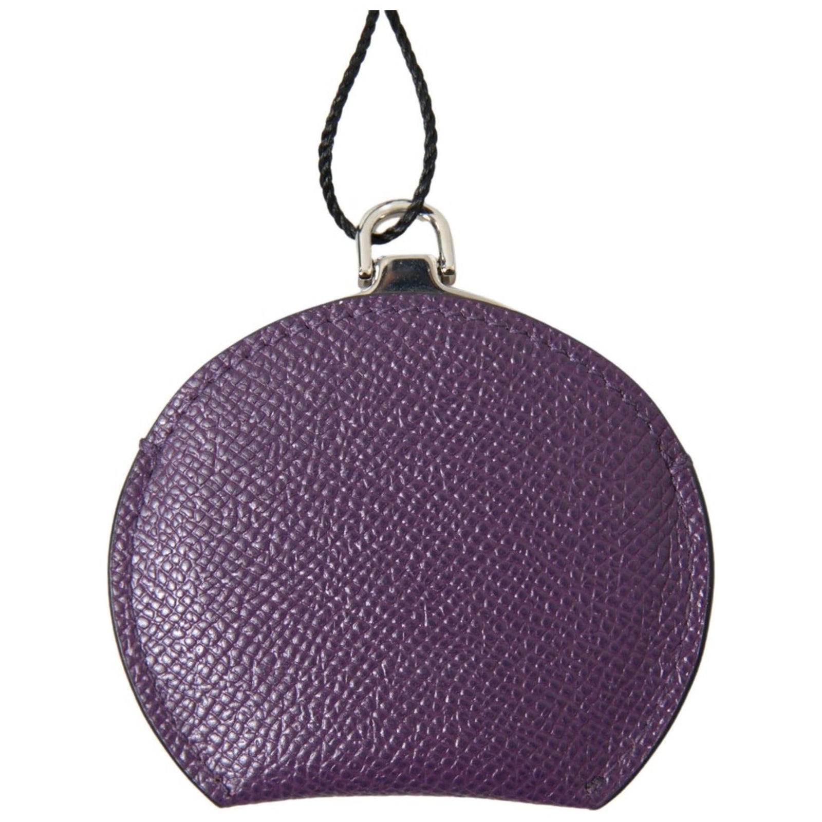 Dolce & Gabbana Women's Purple Calfskin Leather Round Hand Mirror Holder - One Size