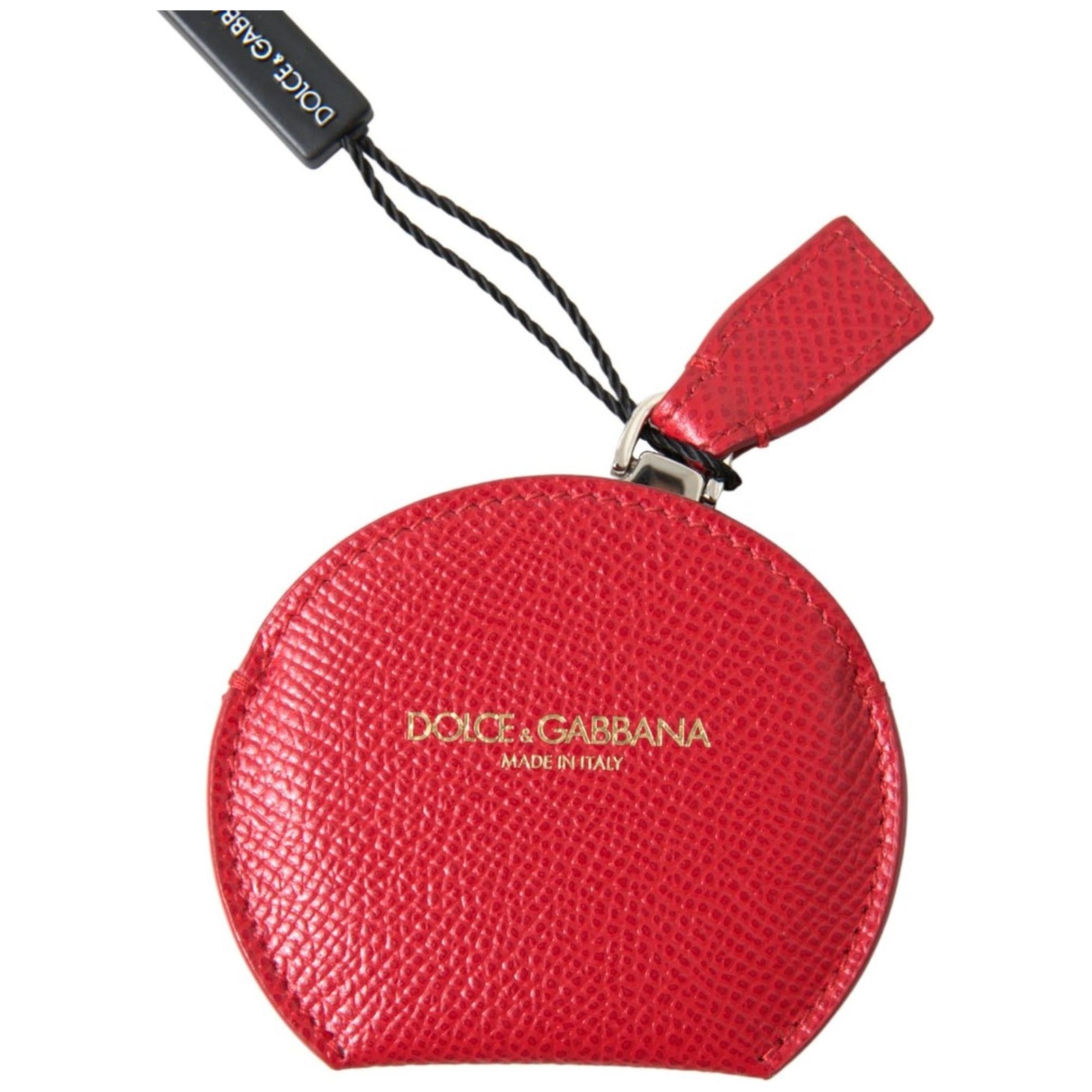 Dolce & Gabbana Women's Red Calfskin Leather Hand Mirror Holder - One Size
