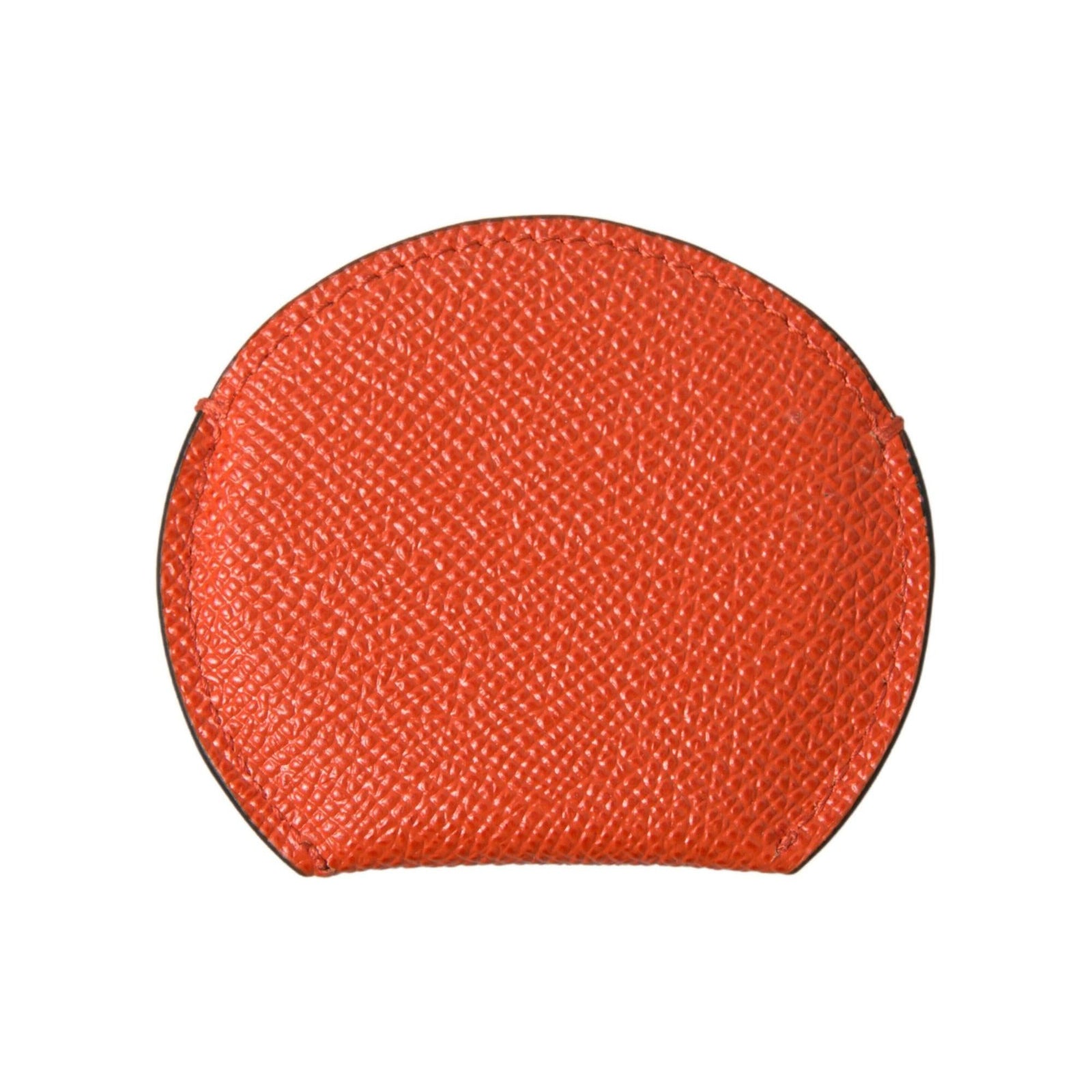 Dolce & Gabbana Women's Orange Calfskin Leather Round Logo Hand Mirror Holder - One Size