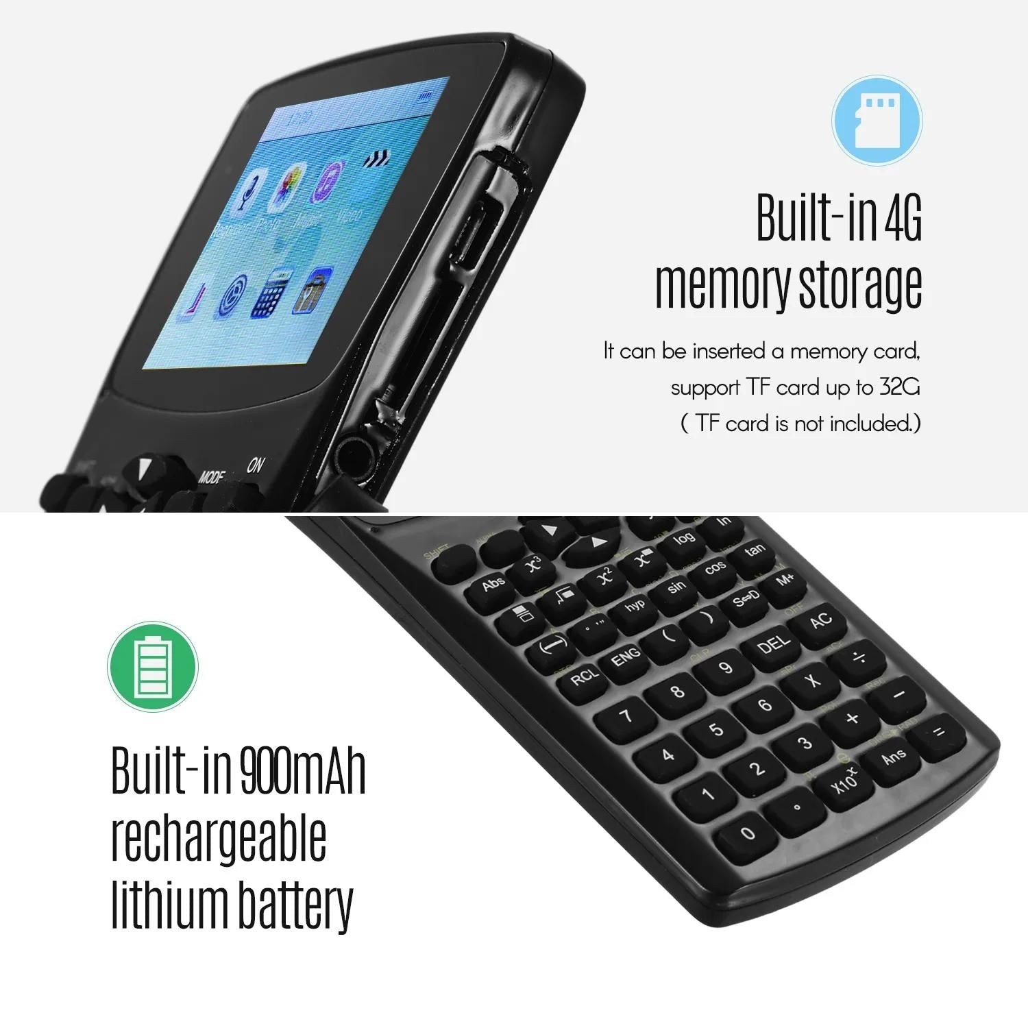 2.4 Inch Display Scientific Calculator Multi Function Record Sound Play Music & Video Browse Pictures