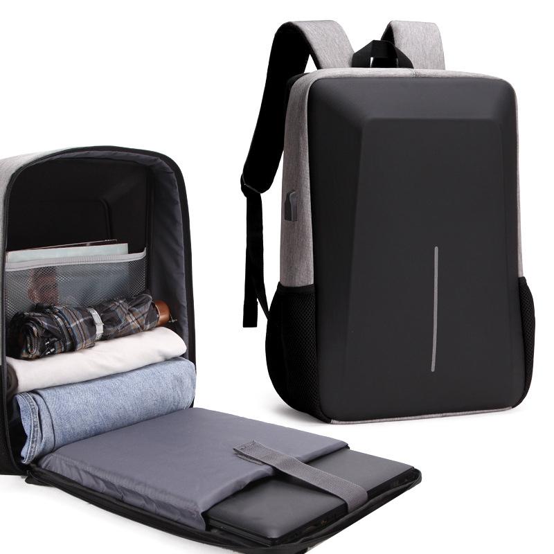 Hard Shell Backpack Alloy Frame Anti-theft Computer Bag for Men Gray