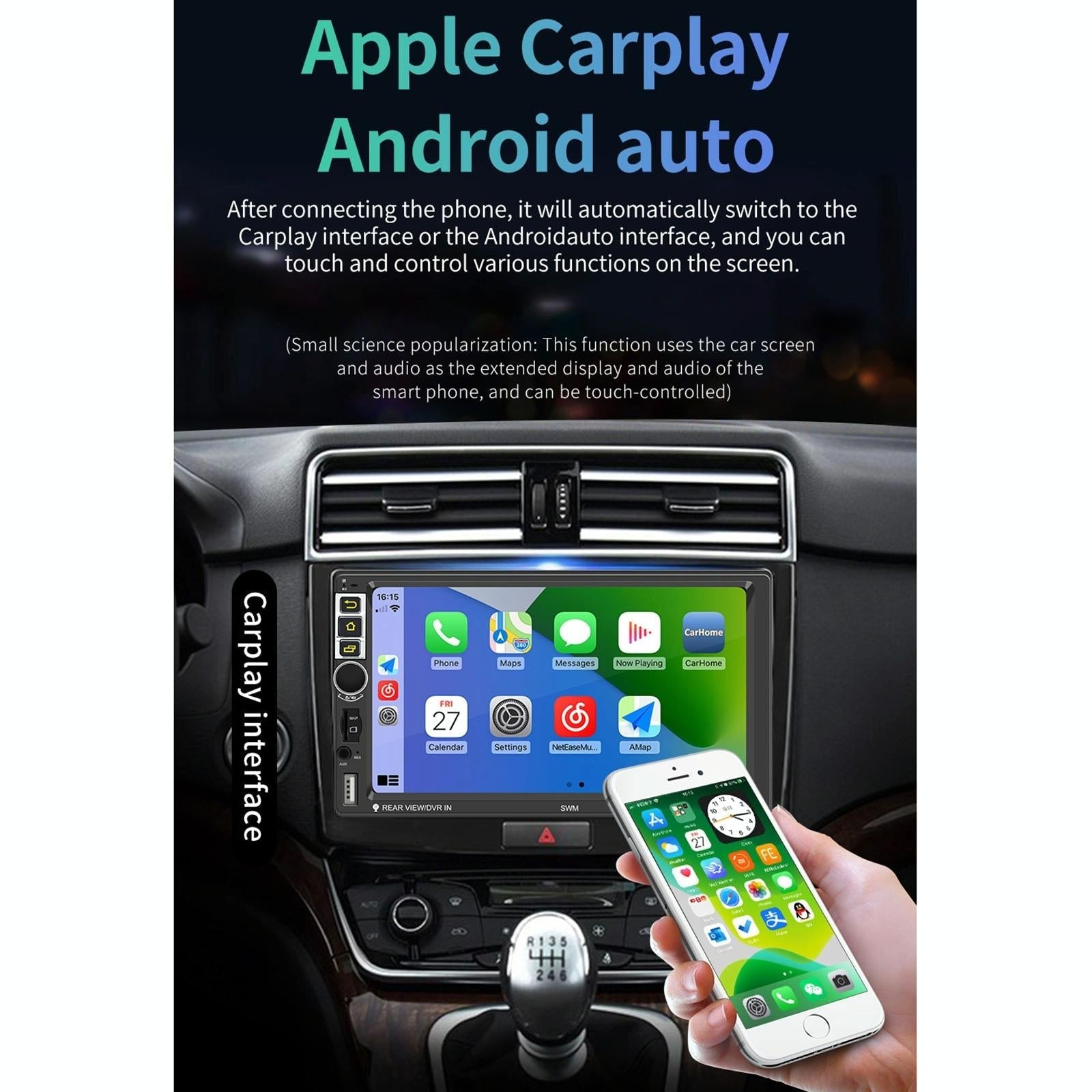 7 Inch Car Android Player Gps Navigation Bluetooth Fm Radio Carplay Mirror Link Wifi Steering Wheel Control
