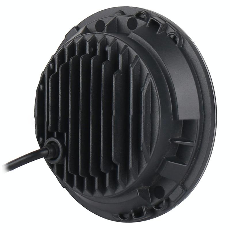 2 Pcs 7 Inch Dc12V 6000K - 6500K 50W Car Led Headlight Cree Lamp Beads For Jeep Wrangler / Harley Support App + Bluetooth Control Black