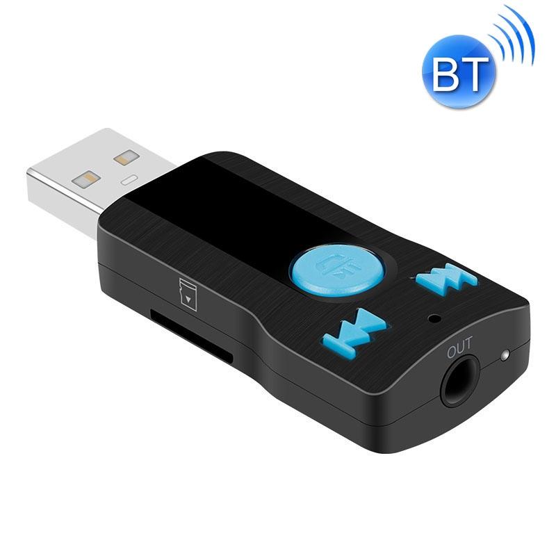 Mini Usb Bluetooth Receiver Mp3 Player With Mic & Audio Cable - Handsfree Aux Output 32Gb Sd / Tf Card Dual Usb Port