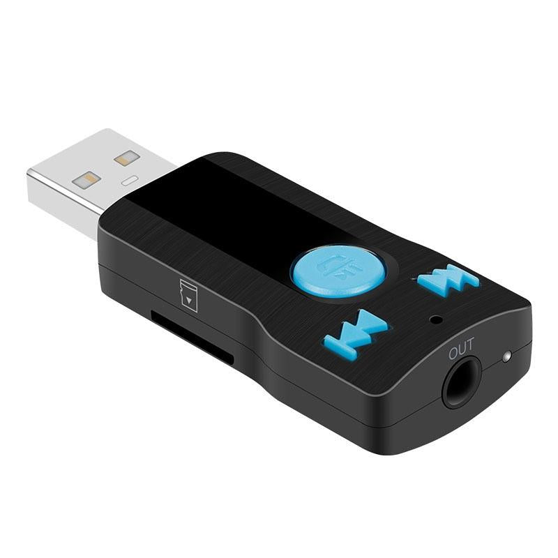 Mini Usb Bluetooth Receiver Mp3 Player With Mic & Audio Cable - Handsfree Aux Output 32Gb Sd / Tf Card Dual Usb Port