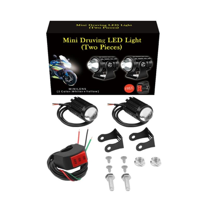 1Pair 12V - 85V Motorcycle Headlights Dual - Colour Automotive Led Working Headlights Colour: White + White Light With Flashing - Yellow + White Light Without Flashing