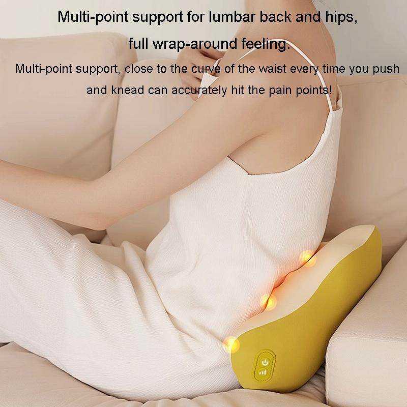 Multi-Function Lumbar Massager Hot Waist Massage Pillow Gray - Plug-In Model Yellow