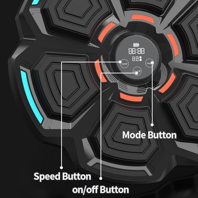 Adjustable 9-Speed Bluetooth Music Boxing Machine With Lights - Black - Black