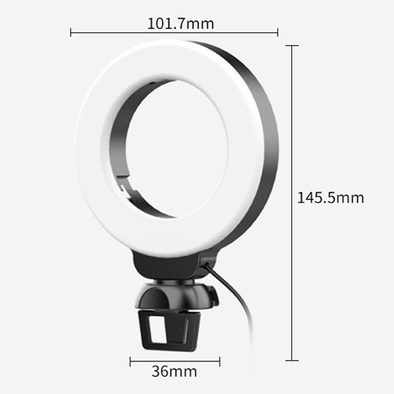 48leds Laptop Camera Beauty Ring Light - Clip Set 4-inch - Clip With Tripod