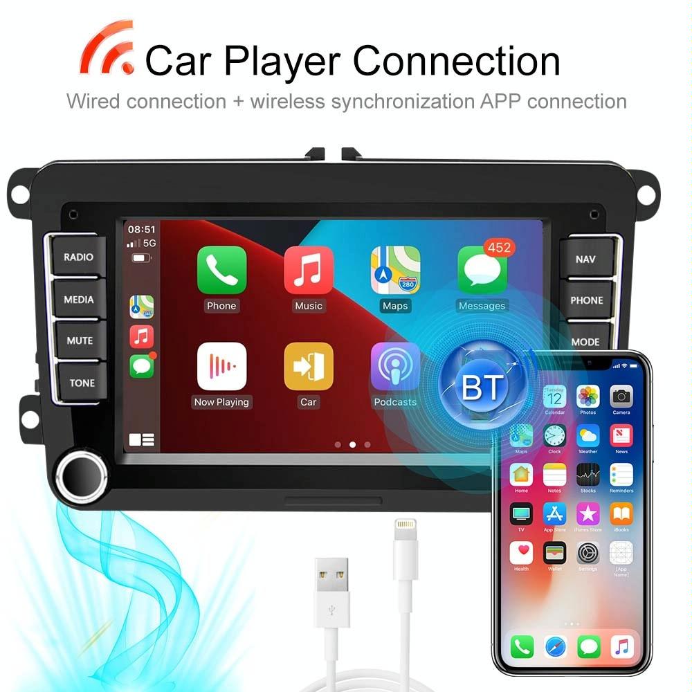 7 Inch Android Car Navigation Player With Wireless Carplay - 1 + 16G - Fits Volkswagen - 4Lights Camera