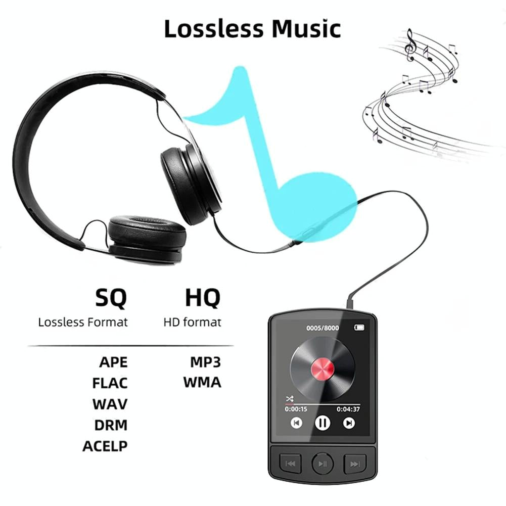 1.8 Inch Color Screen Mp3 / Mp4 Bluetooth Walkman With Back Clip - 8Gb