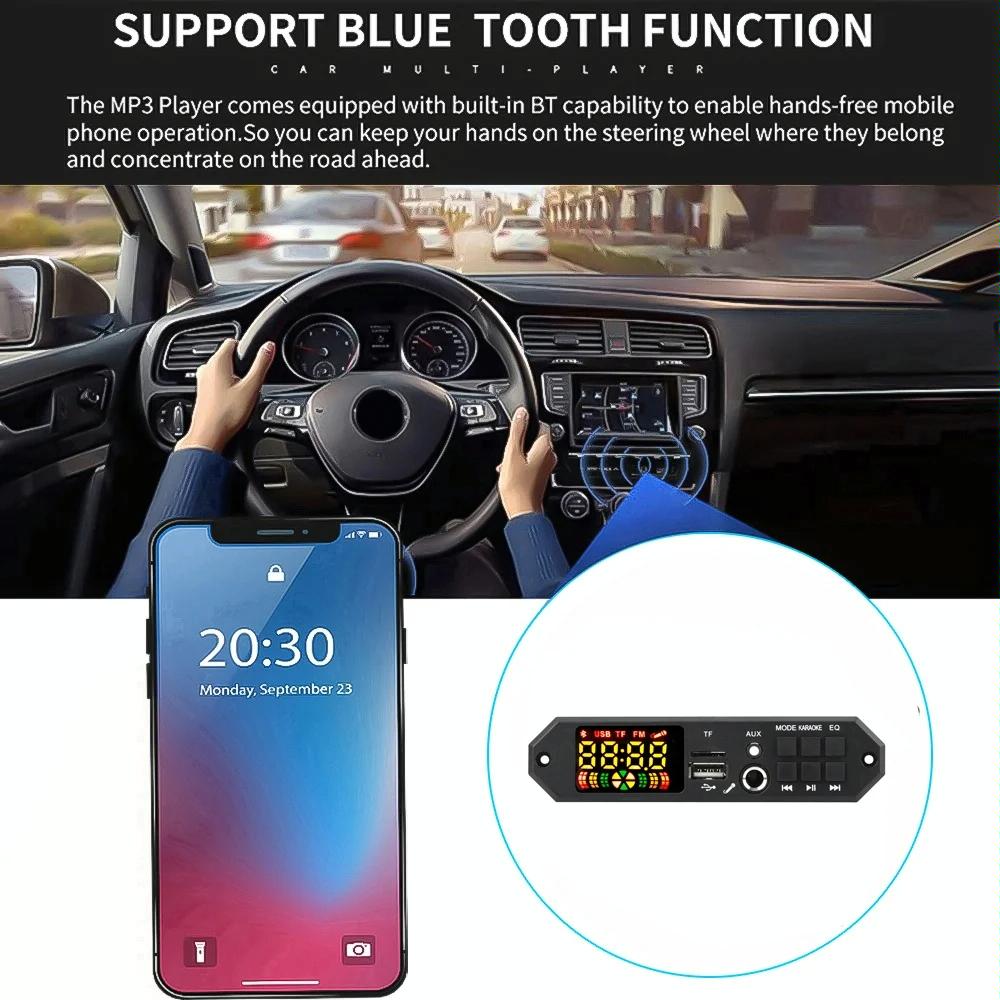 12V Bluetooth Mp3 Decoder Board W / 80W Power Amp & Colour Screen - Silicone Remote Control