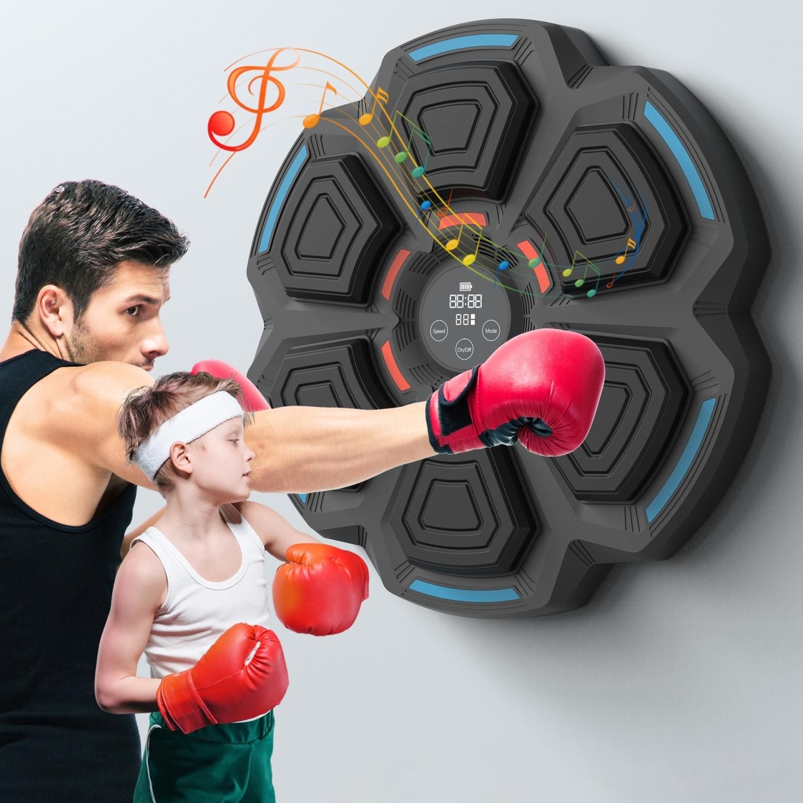 Adjustable 9-Speed Bluetooth Music Boxing Machine With Lights - Black - Light Gray