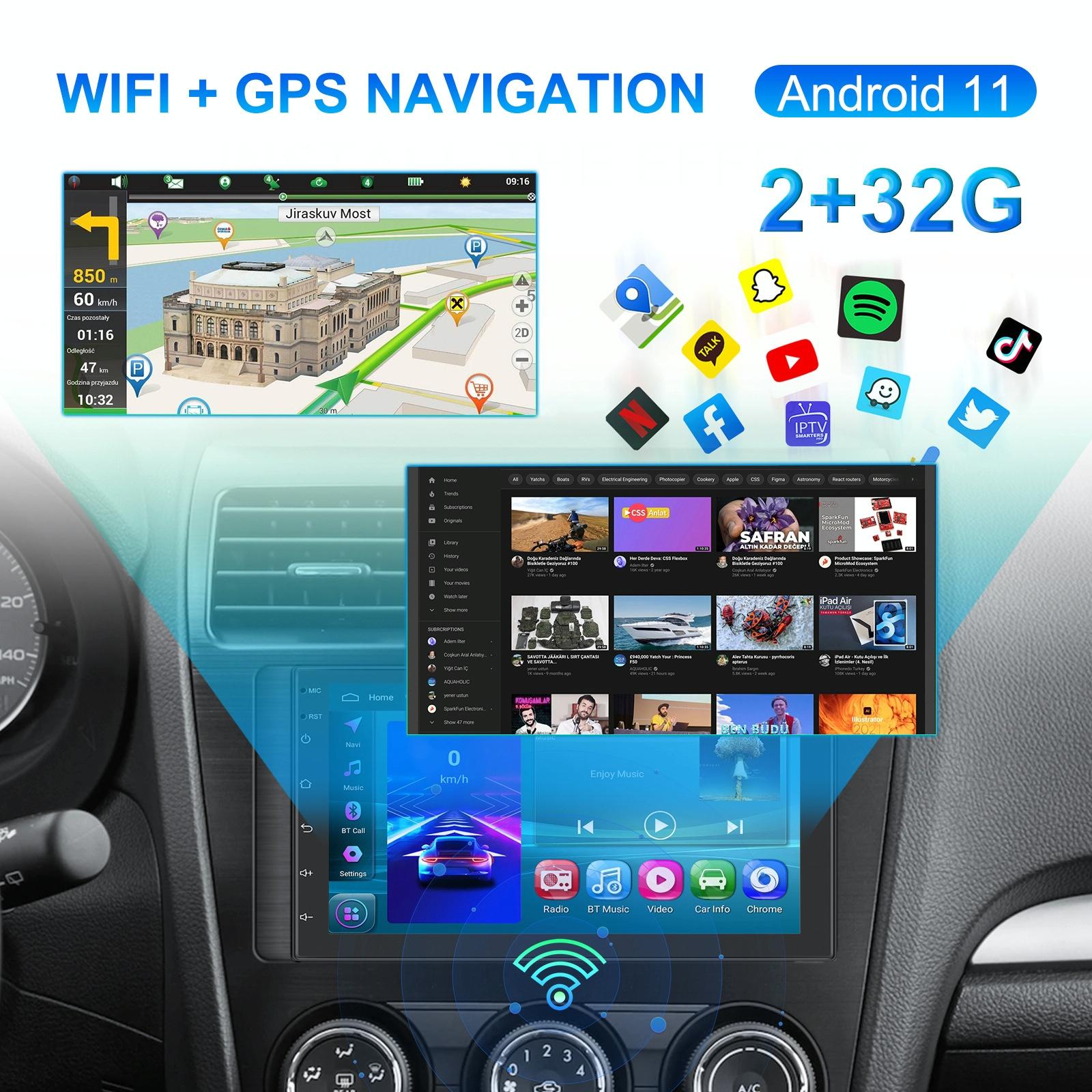 7 Inch Android 11 Carplay Navigation Player + Ahd Camera