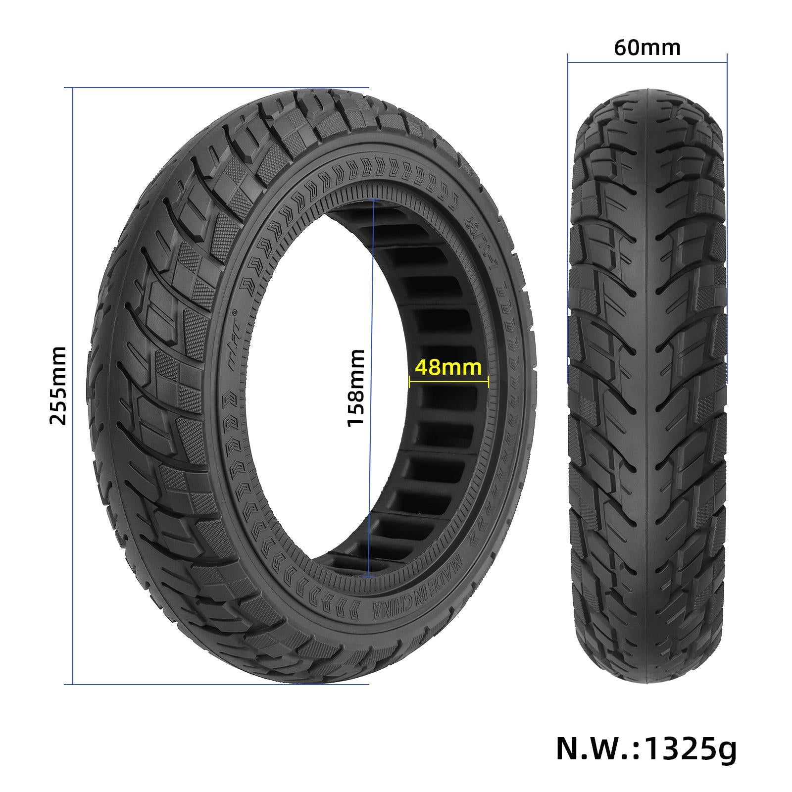 Ninebot Max G30 Scooter Tire - 10x2.5 Inch Solid Rubber Black