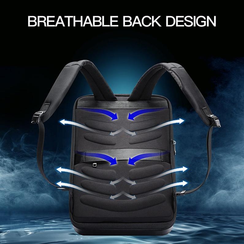 Waterproof Expandable Backpack with Usb Charging - Black Regular
