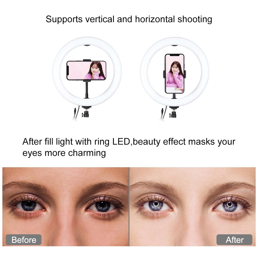 10.2 Rgbw Led Ring Light Kit with 1.1m Tripod Remote Ball Head and Phone Clamp