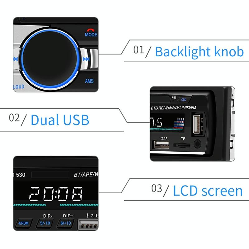 12V Car Dual Usb Charger Radio Receiver Mp3 Player Fm & Bluetooth Remote Control