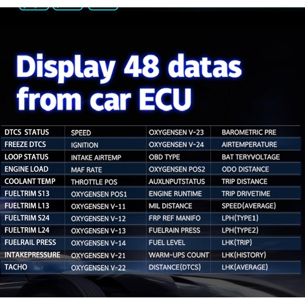 Car Hud Display Compass Speed Temp Voltage Alarm Navigation Obd2 + Gps
