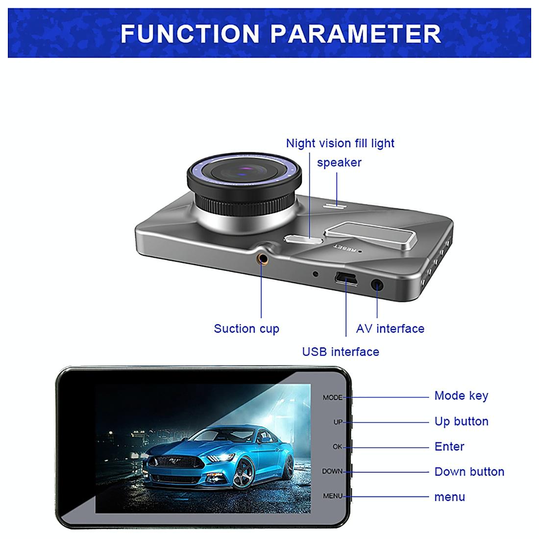 Full Hd 1080p Car Dvr with 170 Degree Wide Angle - 4 Inch Screen