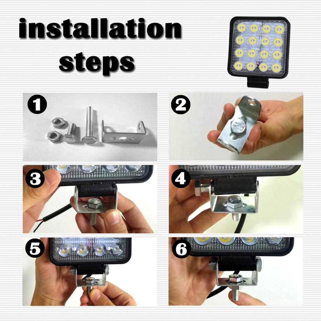 12W White Light Square - Shaped Waterproof Car Boat Marine Work Lights Spotlight Led Bulbs Dc 9 - 30V