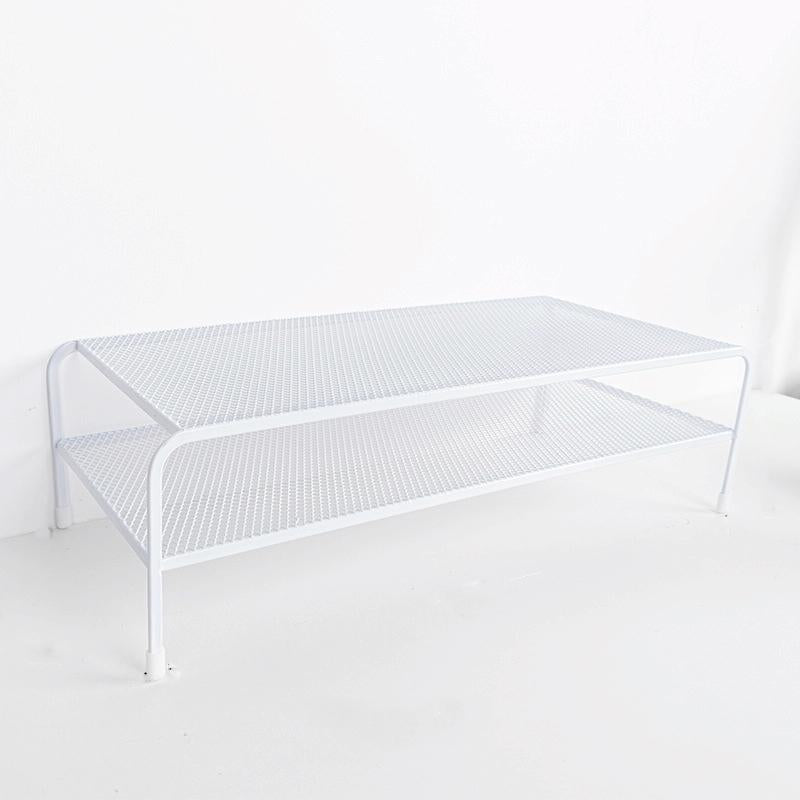 Desk Organizer Bracket for Elevated Computer Monitor - Wrought Iron - Double Layer Split