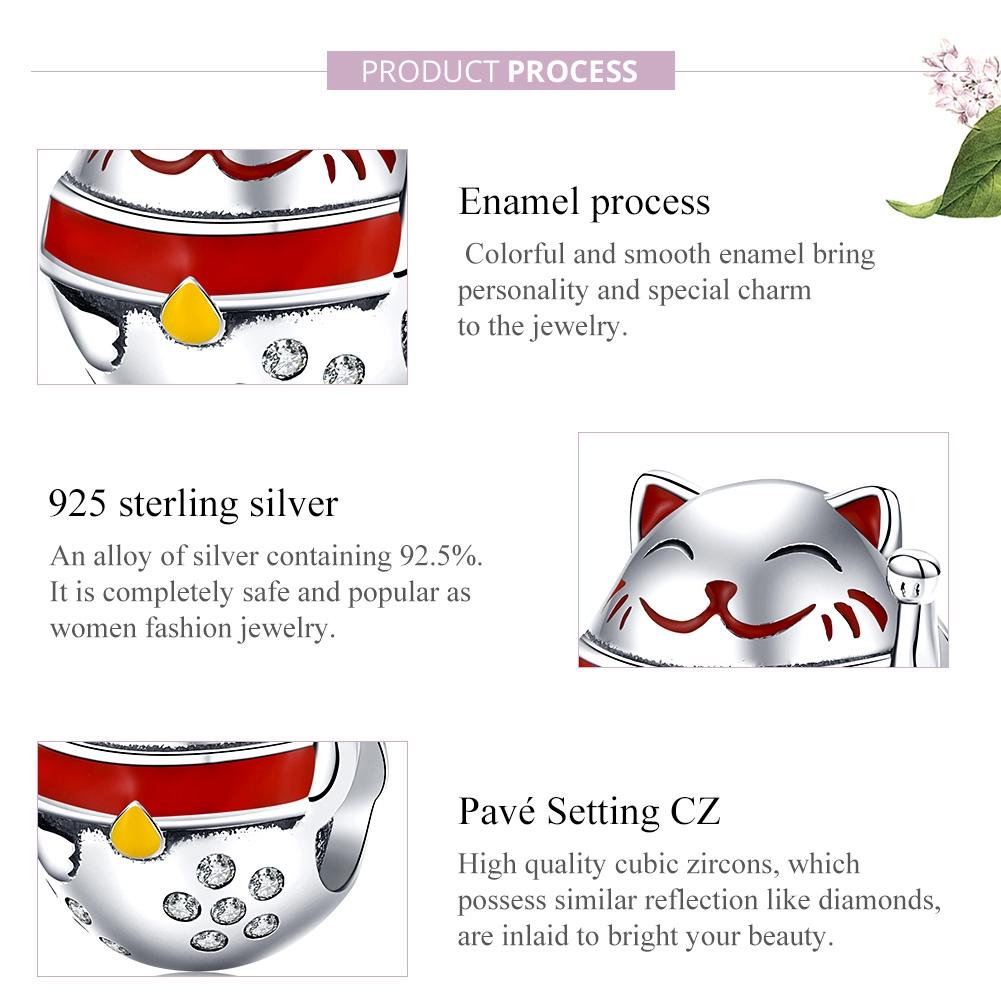 925 Sterling Silver Fortune Cat Beads For Diy Bracelets & Necklaces