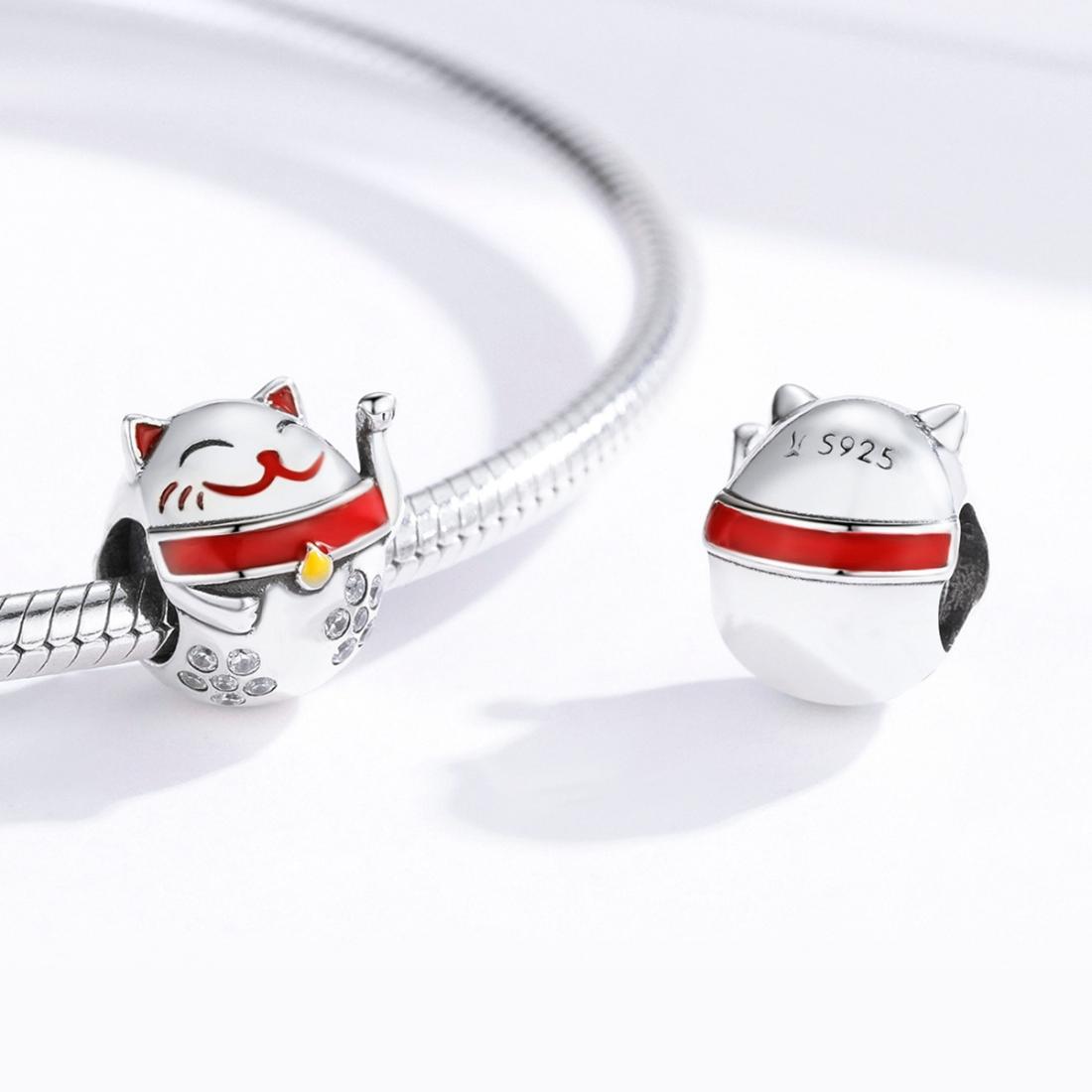 925 Sterling Silver Fortune Cat Beads For Diy Bracelets & Necklaces