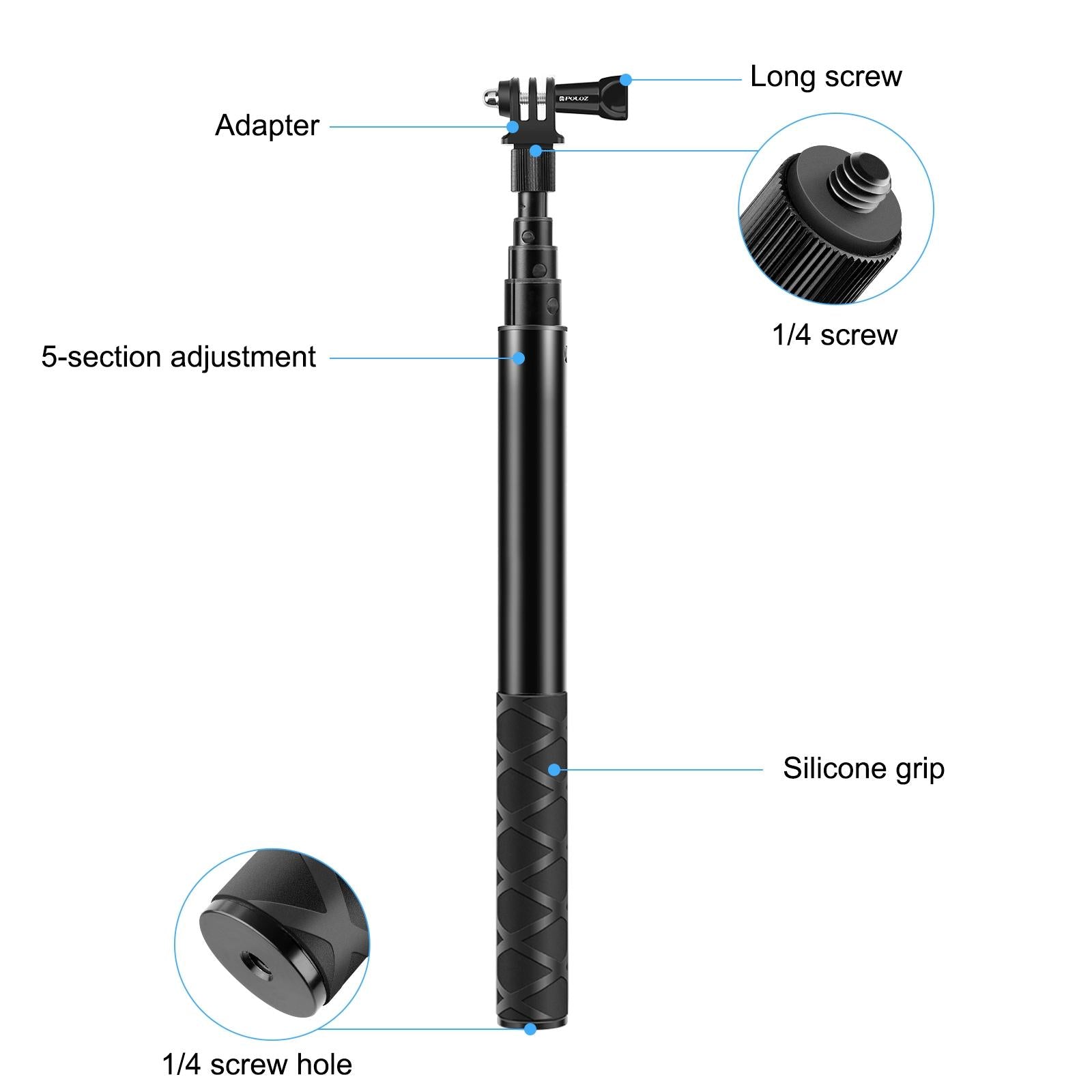 110cm Metal Selfie Stick Monopod for Insta360 one Rs X2 X3 X4