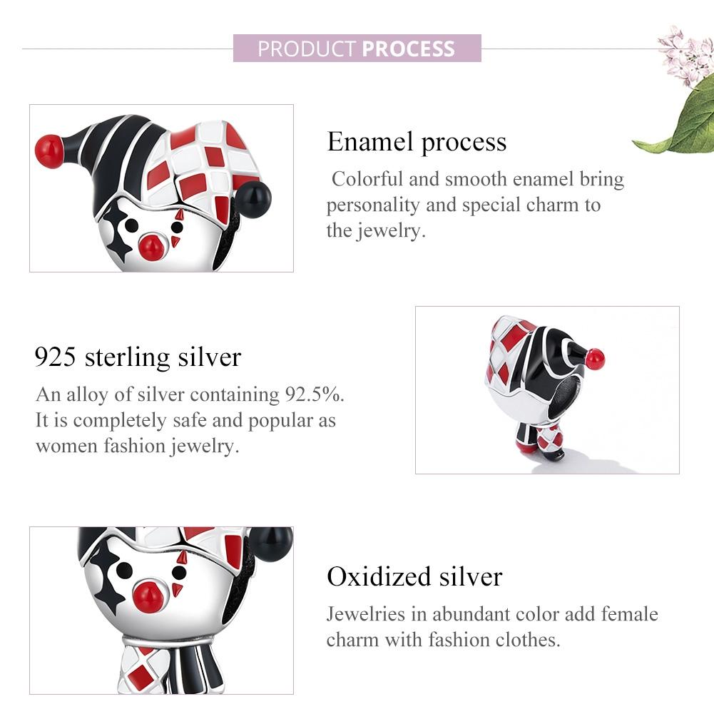 925 Sterling Silver Poker Clown Beads For Diy Bracelets & Necklaces